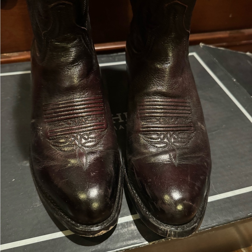Lucchese Women’s Cherry Brown Western Boots - Picture 3 of 7